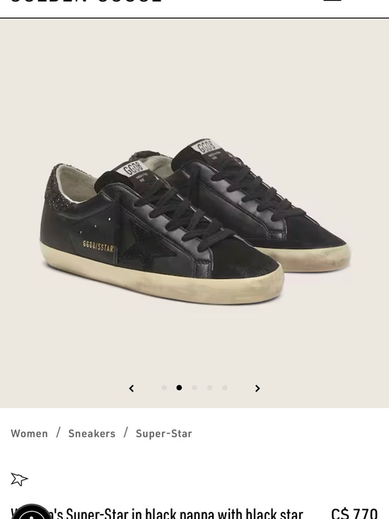 Golden Goose Shoes - Golden Goose Women's Black Leather Super-Star Sneakers with Glitter Heel